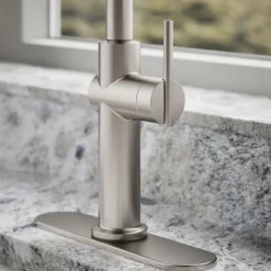 Pull-down kitchen sink faucet with three-function sprayhead^Kohler Discount
