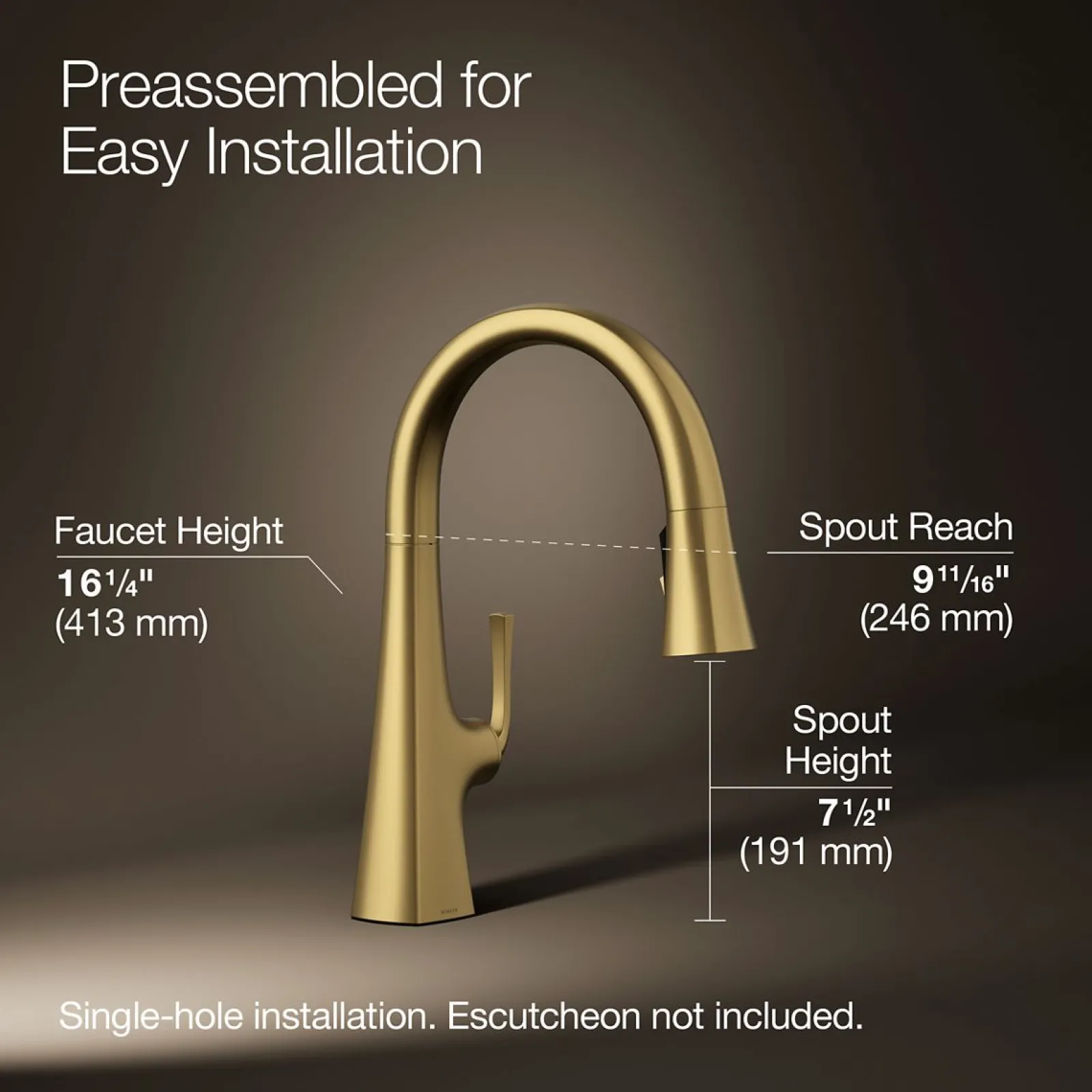 Pull-down kitchen sink faucet with three-function sprayhead^Kohler Outlet
