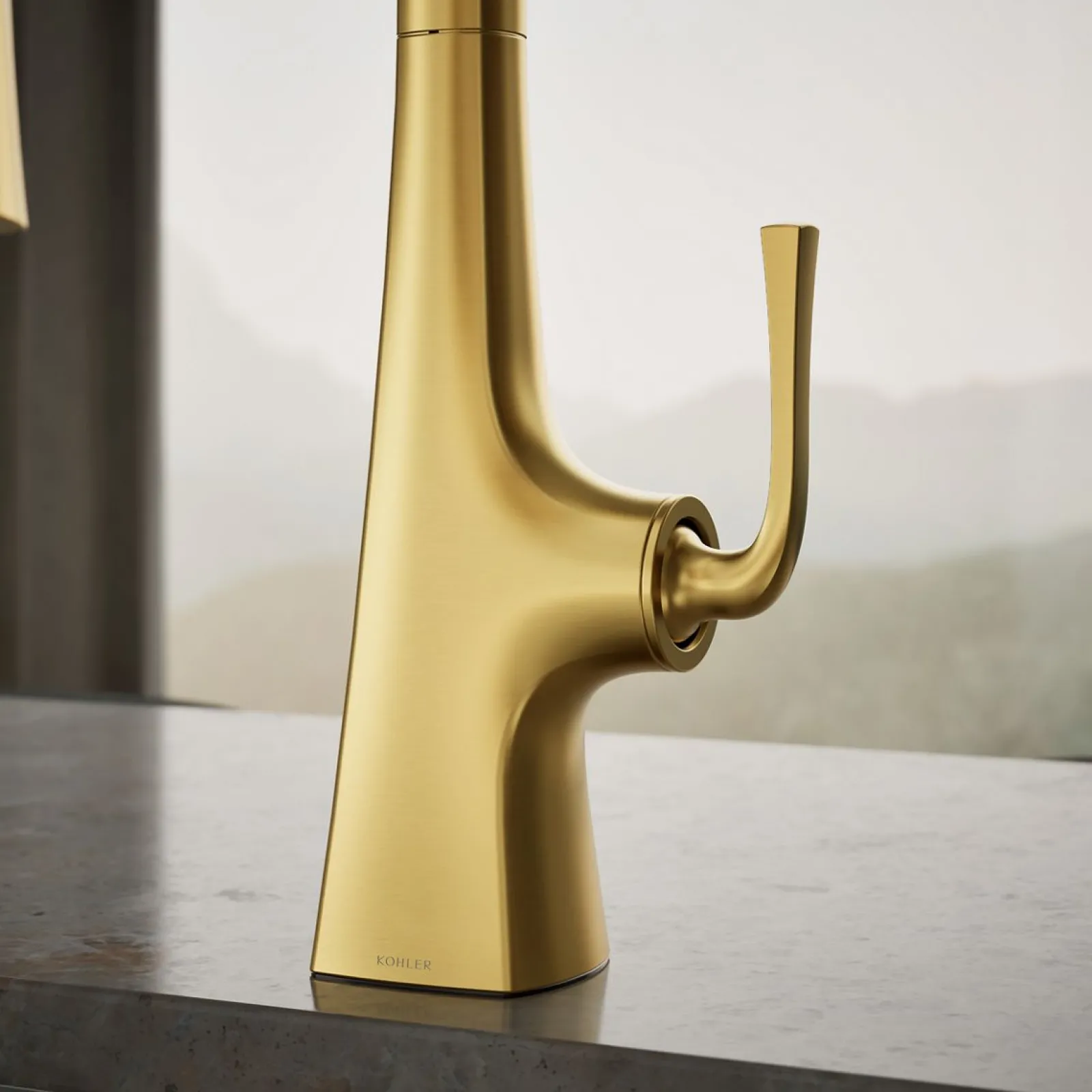 Pull-down kitchen sink faucet with three-function sprayhead^Kohler Outlet