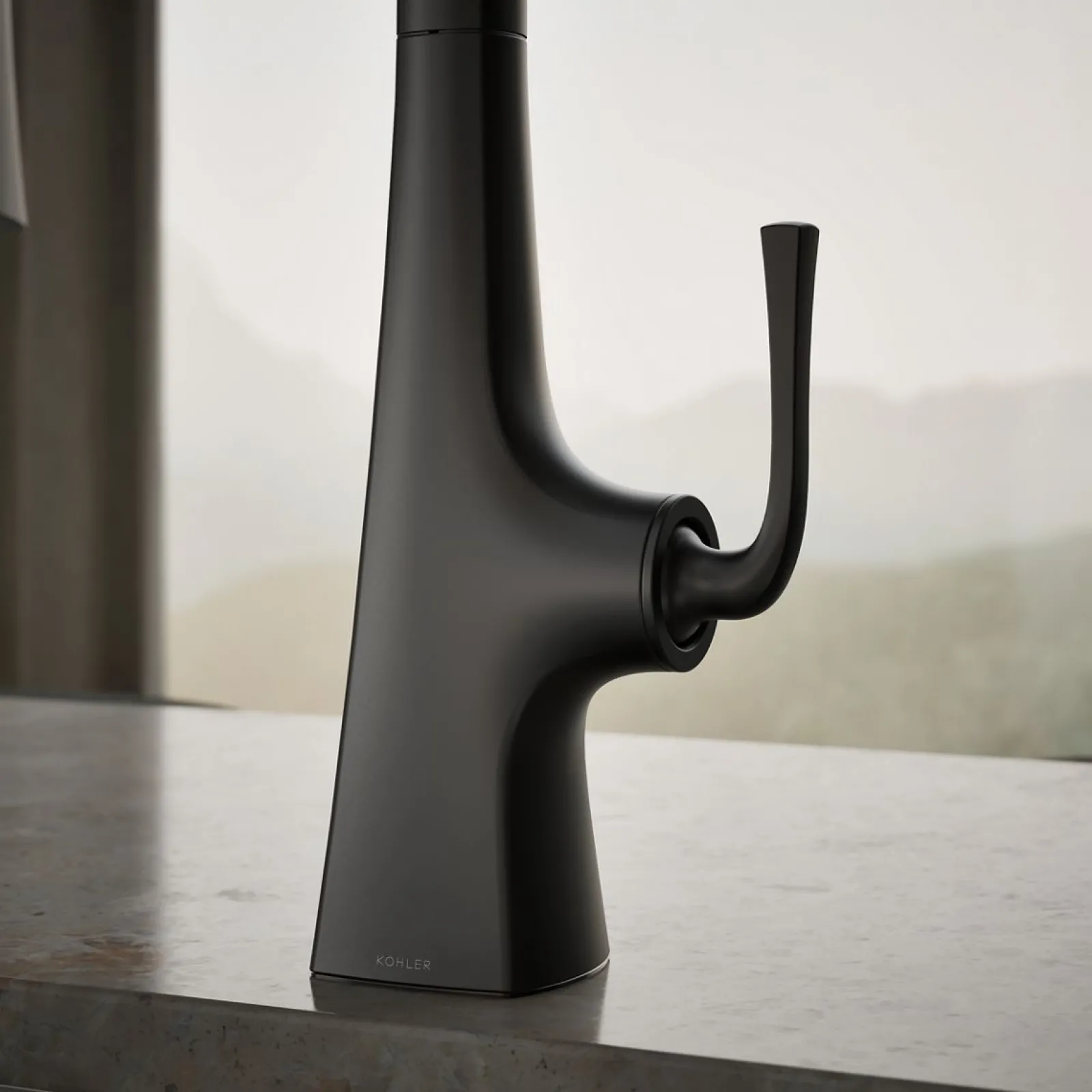 Pull-down kitchen sink faucet with three-function sprayhead^Kohler Outlet