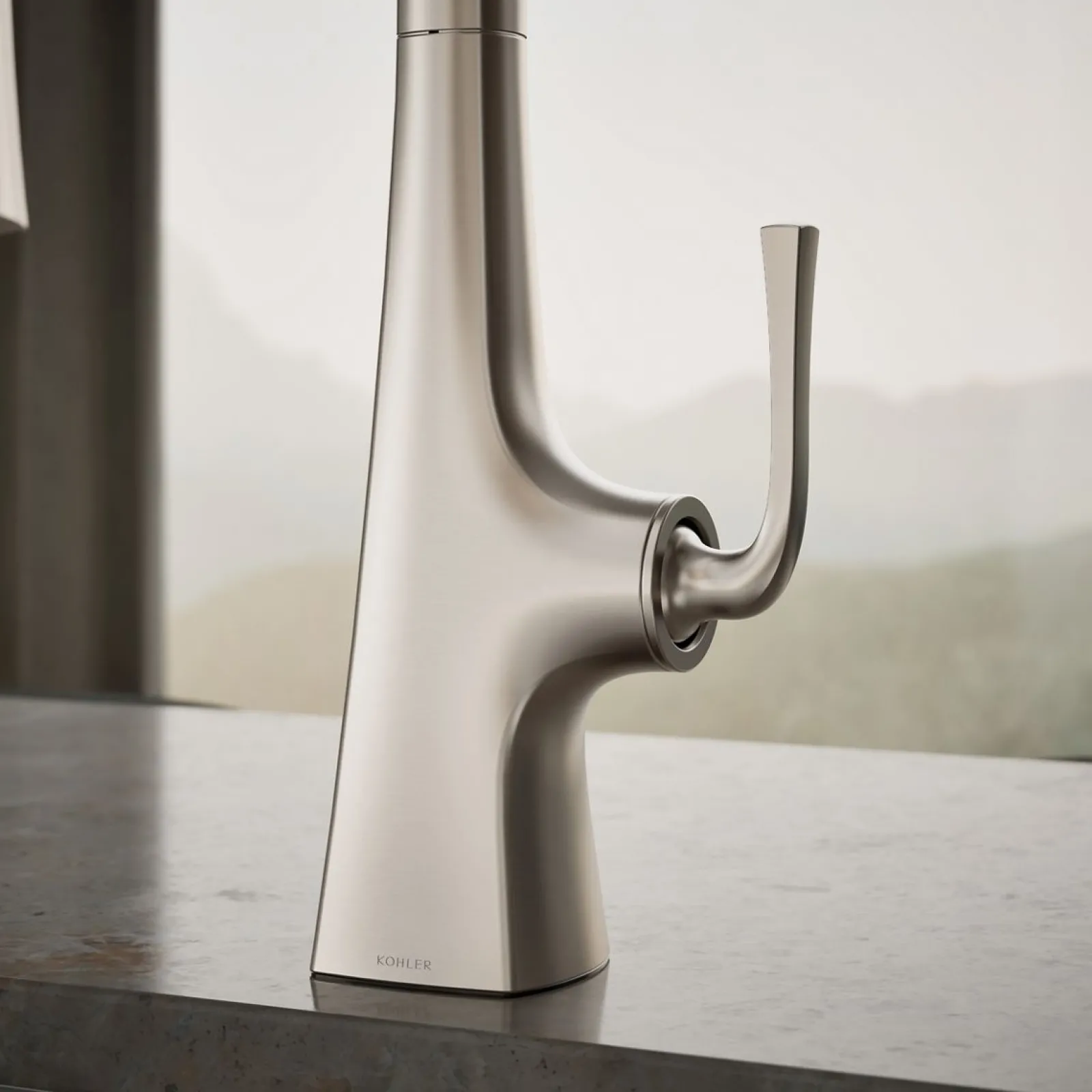 Pull-down kitchen sink faucet with three-function sprayhead^Kohler Outlet