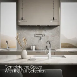 Pull-down kitchen sink faucet with three-function sprayhead^Kohler Outlet