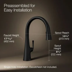 Pull-down kitchen sink faucet with three-function sprayhead^Kohler Discount