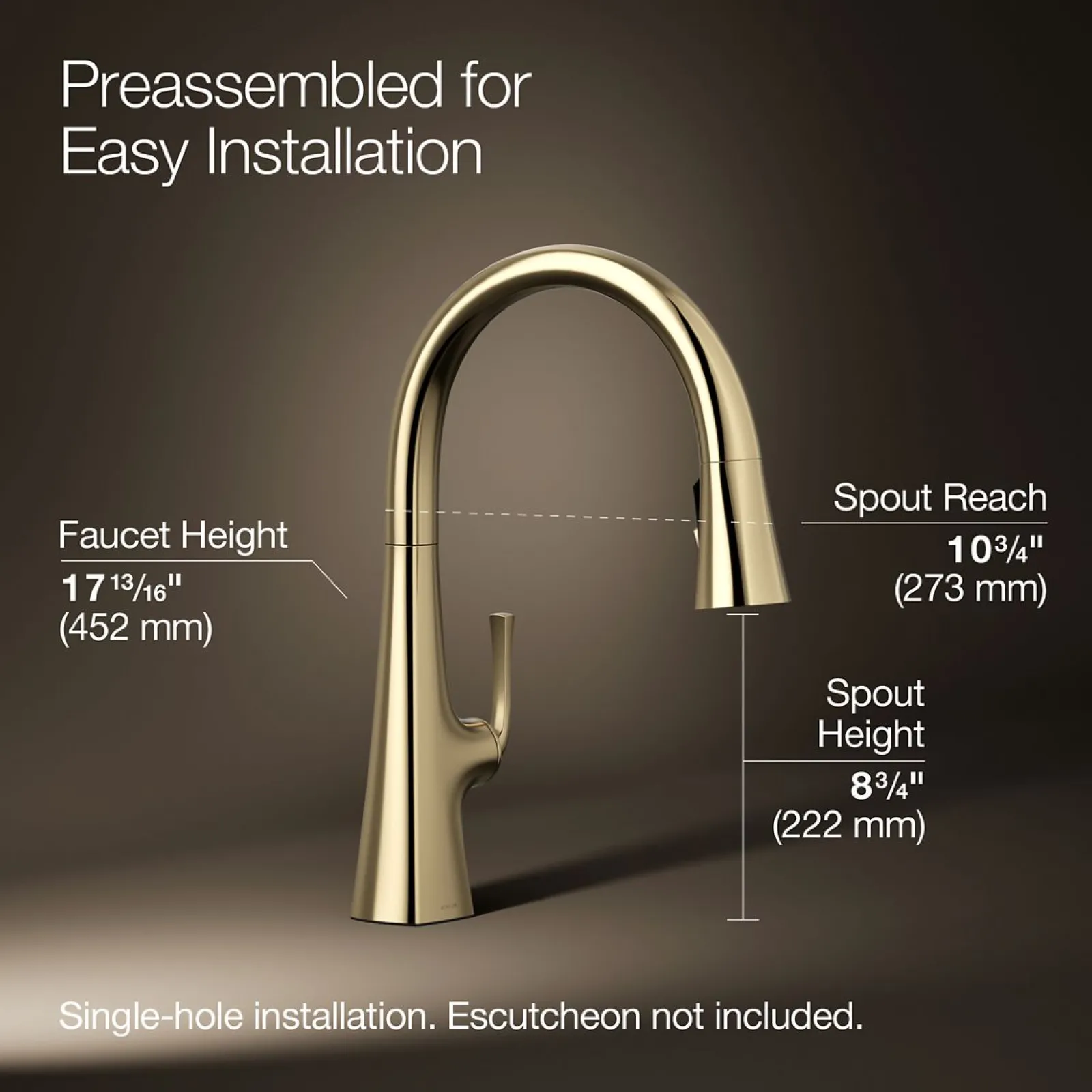 Pull-down kitchen sink faucet with three-function sprayhead^Kohler Discount