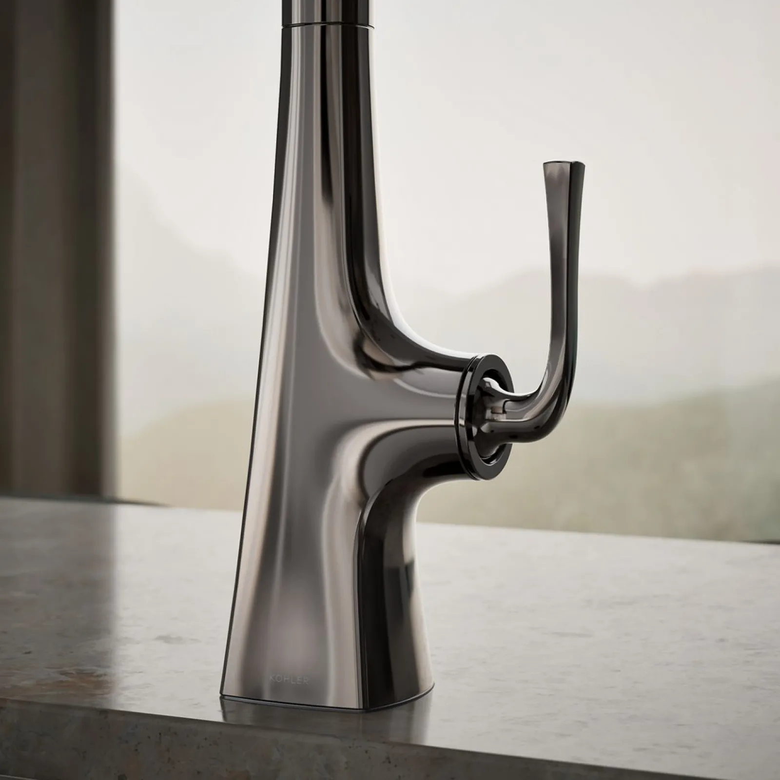 Pull-down kitchen sink faucet with three-function sprayhead^Kohler Discount
