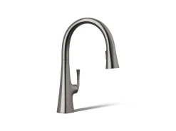 Pull-down kitchen sink faucet with three-function sprayhead^Kohler Discount