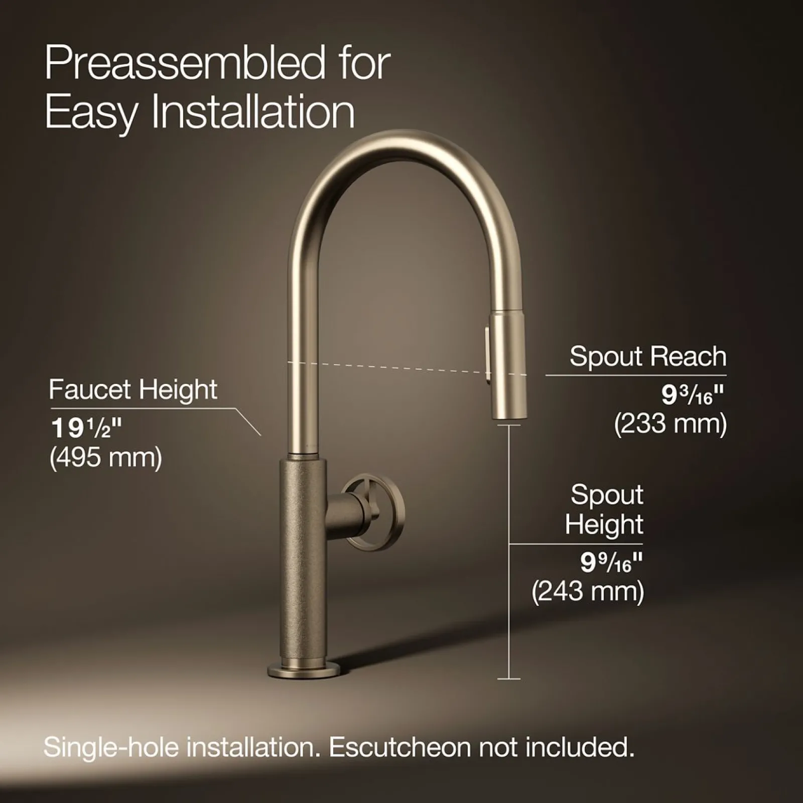 Pull-down kitchen sink faucet with two-function sprayhead^Kohler Discount