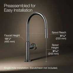 Pull-down kitchen sink faucet with two-function sprayhead^Kohler Discount