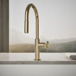 Pull-down kitchen sink faucet with two-function sprayhead^Kohler Discount