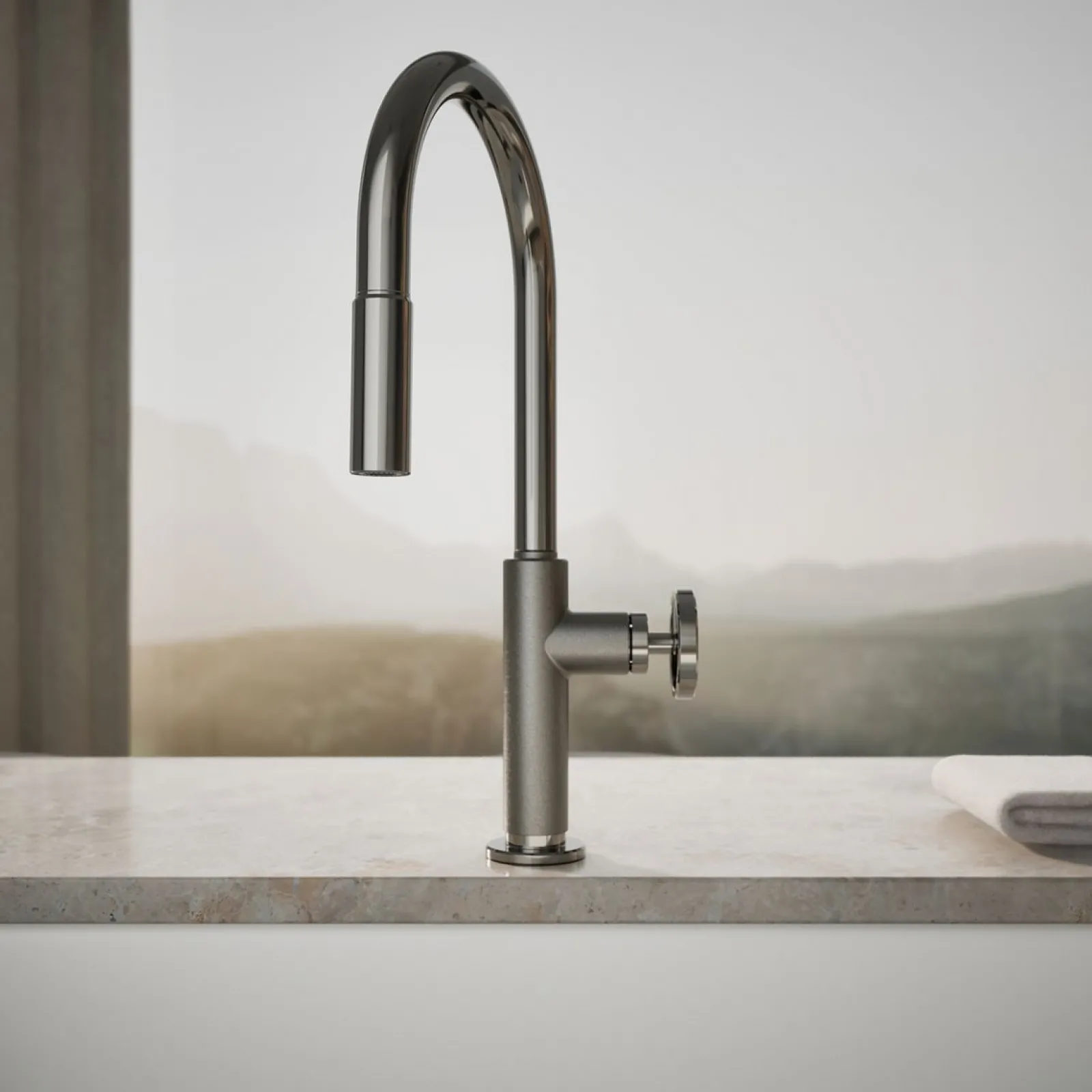 Pull-down kitchen sink faucet with two-function sprayhead^Kohler Discount