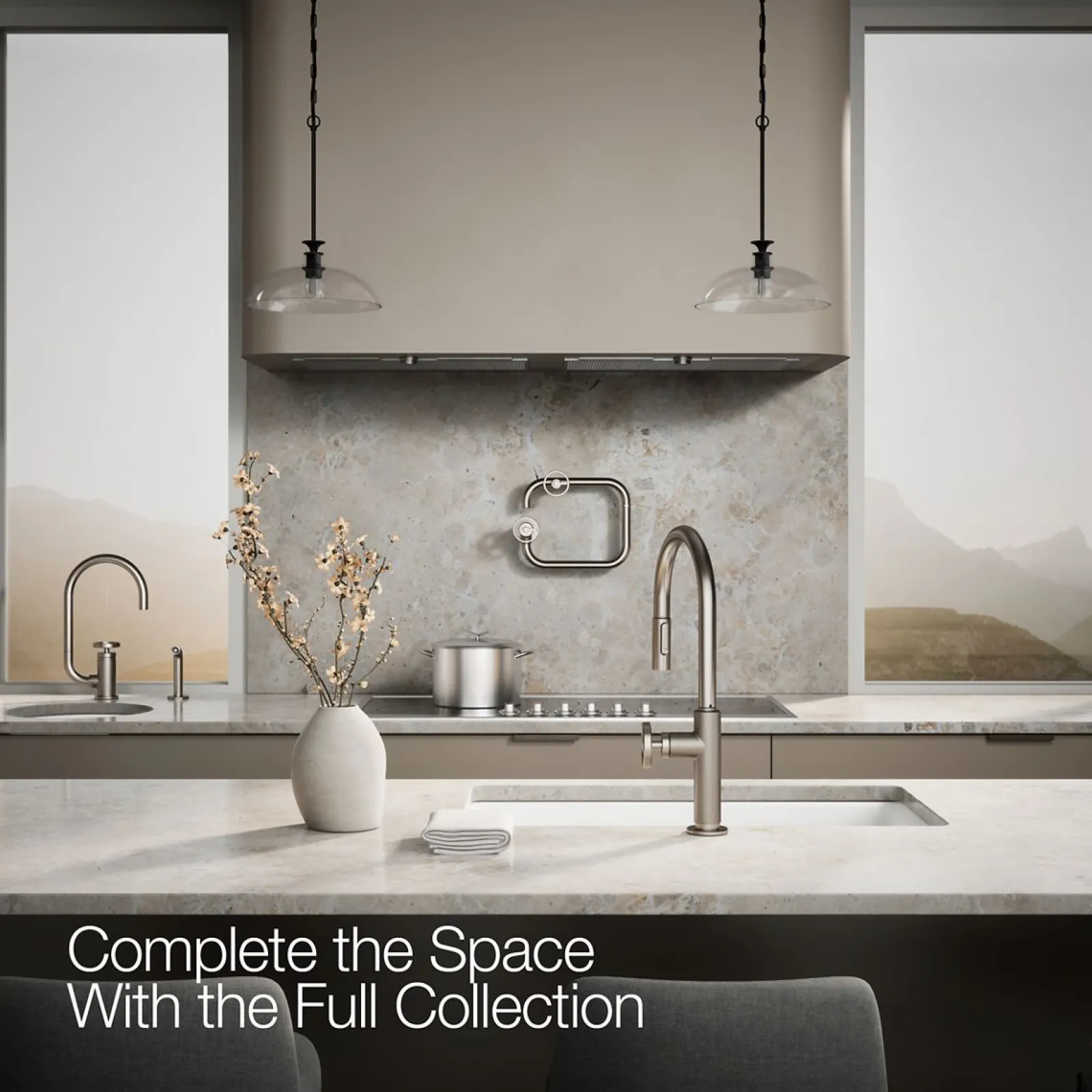 Pull-down kitchen sink faucet with two-function sprayhead^Kohler Discount