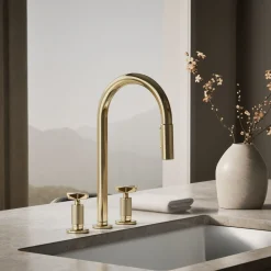 Pull-down kitchen sink faucet with two-function sprayhead^Kohler Outlet