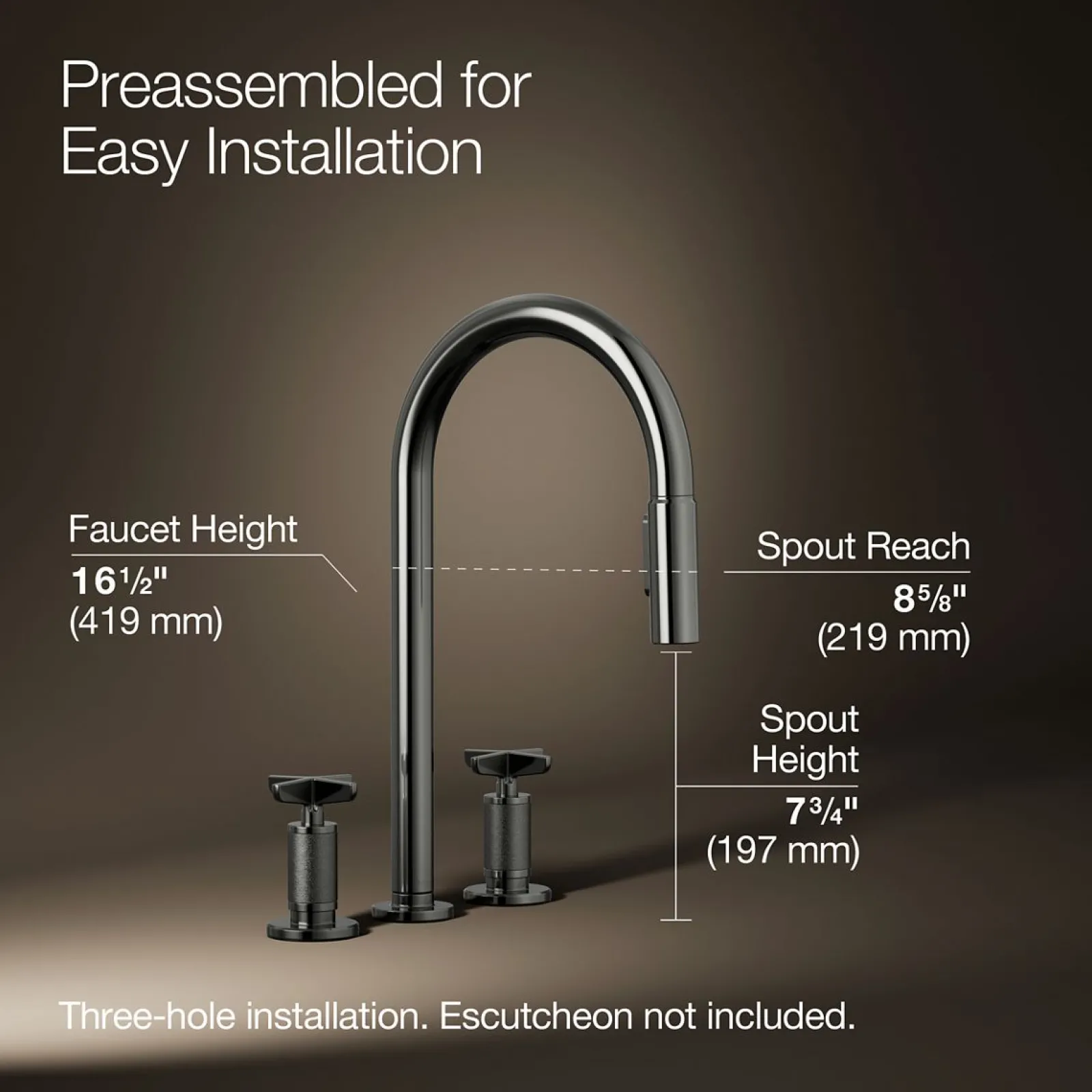 Pull-down kitchen sink faucet with two-function sprayhead^Kohler Outlet