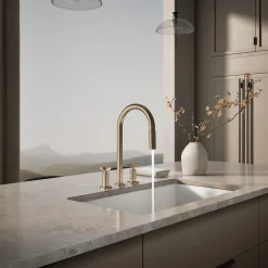 Pull-down kitchen sink faucet with two-function sprayhead^Kohler Outlet