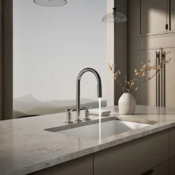 Pull-down kitchen sink faucet with two-function sprayhead^Kohler Outlet