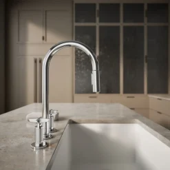 Pull-down kitchen sink faucet with two-function sprayhead^Kohler Outlet