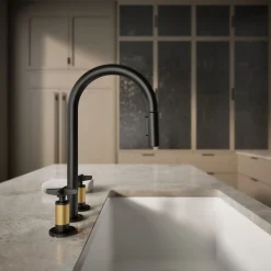 Pull-down kitchen sink faucet with two-function sprayhead^Kohler Outlet