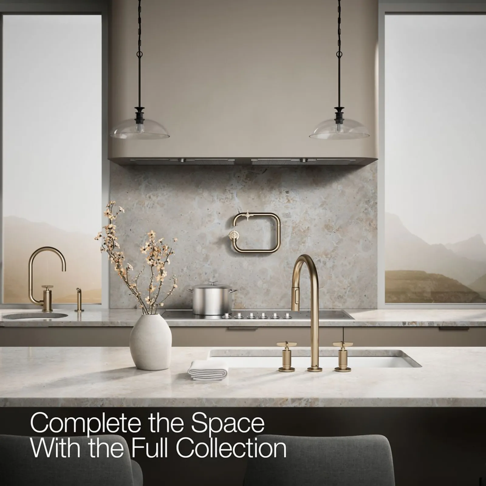 Pull-down kitchen sink faucet with two-function sprayhead^Kohler Outlet