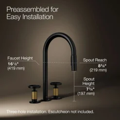 Pull-down kitchen sink faucet with two-function sprayhead^Kohler Hot