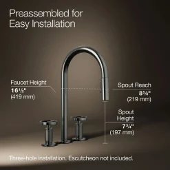 Pull-down kitchen sink faucet with two-function sprayhead^Kohler Hot