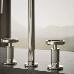 Pull-down kitchen sink faucet with two-function sprayhead^Kohler Hot