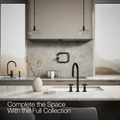 Pull-down kitchen sink faucet with two-function sprayhead^Kohler Hot