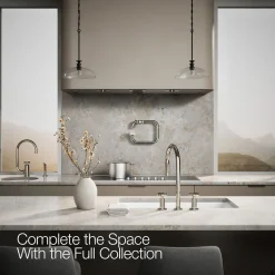 Pull-down kitchen sink faucet with two-function sprayhead^Kohler Hot
