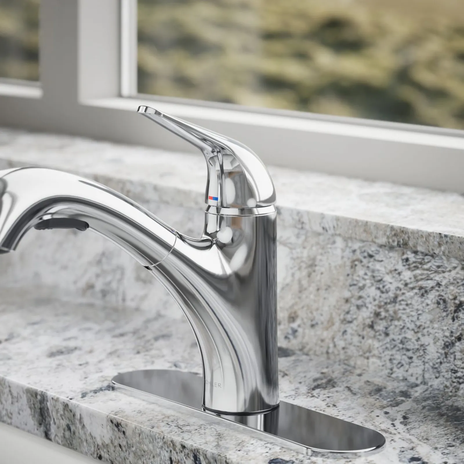 Pull-out kitchen sink faucet with two-function sprayhead^Kohler Online