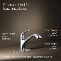 Pull-out kitchen sink faucet with two-function sprayhead^Kohler Online