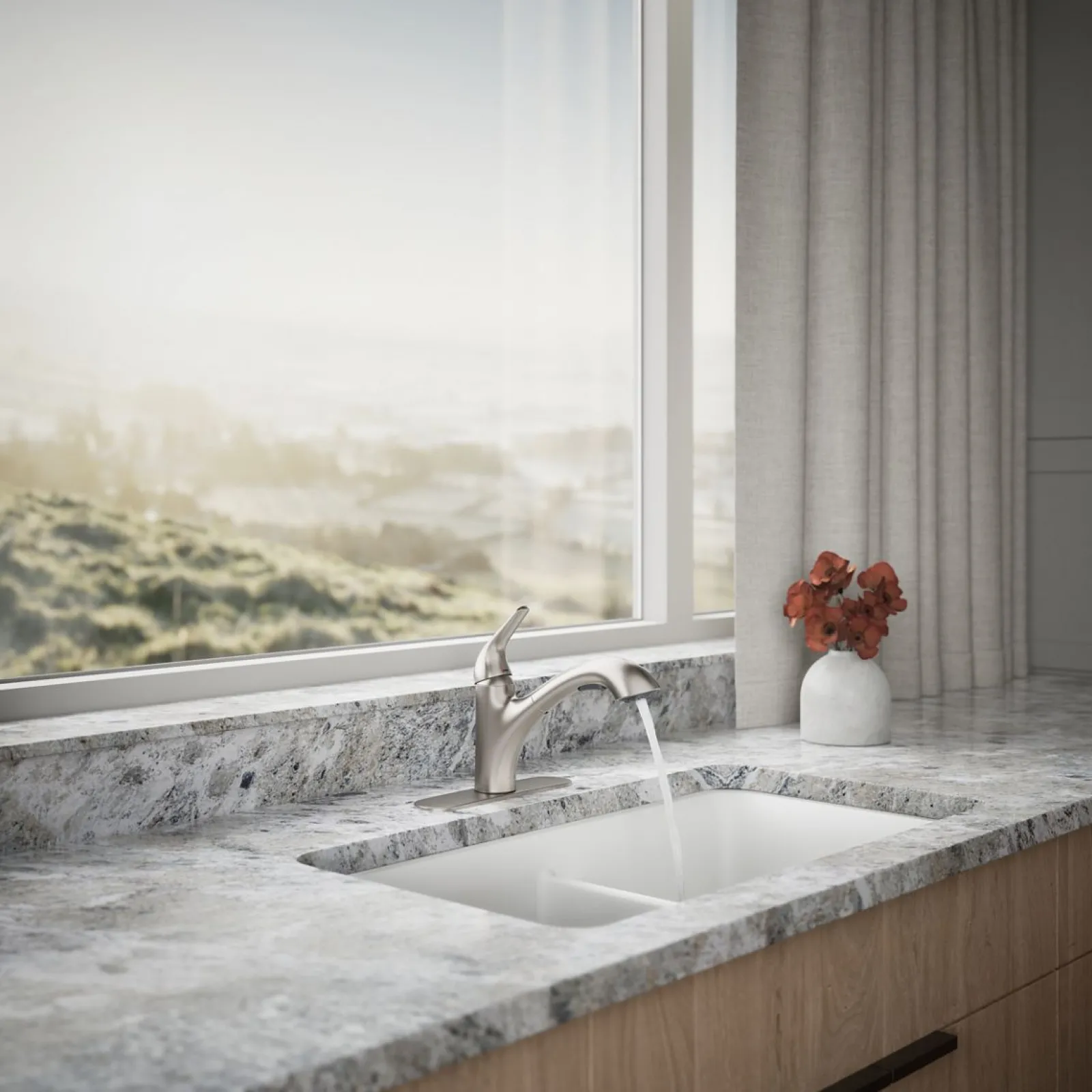 Pull-out kitchen sink faucet with two-function sprayhead^Kohler Online