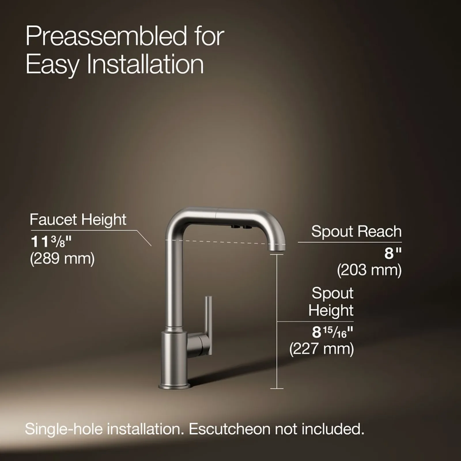 Pull-out kitchen sink faucet with three-function sprayhead^Kohler Discount