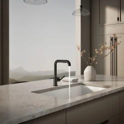 Pull-out kitchen sink faucet with three-function sprayhead^Kohler Discount