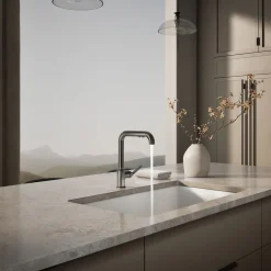 Pull-out kitchen sink faucet with three-function sprayhead^Kohler Discount