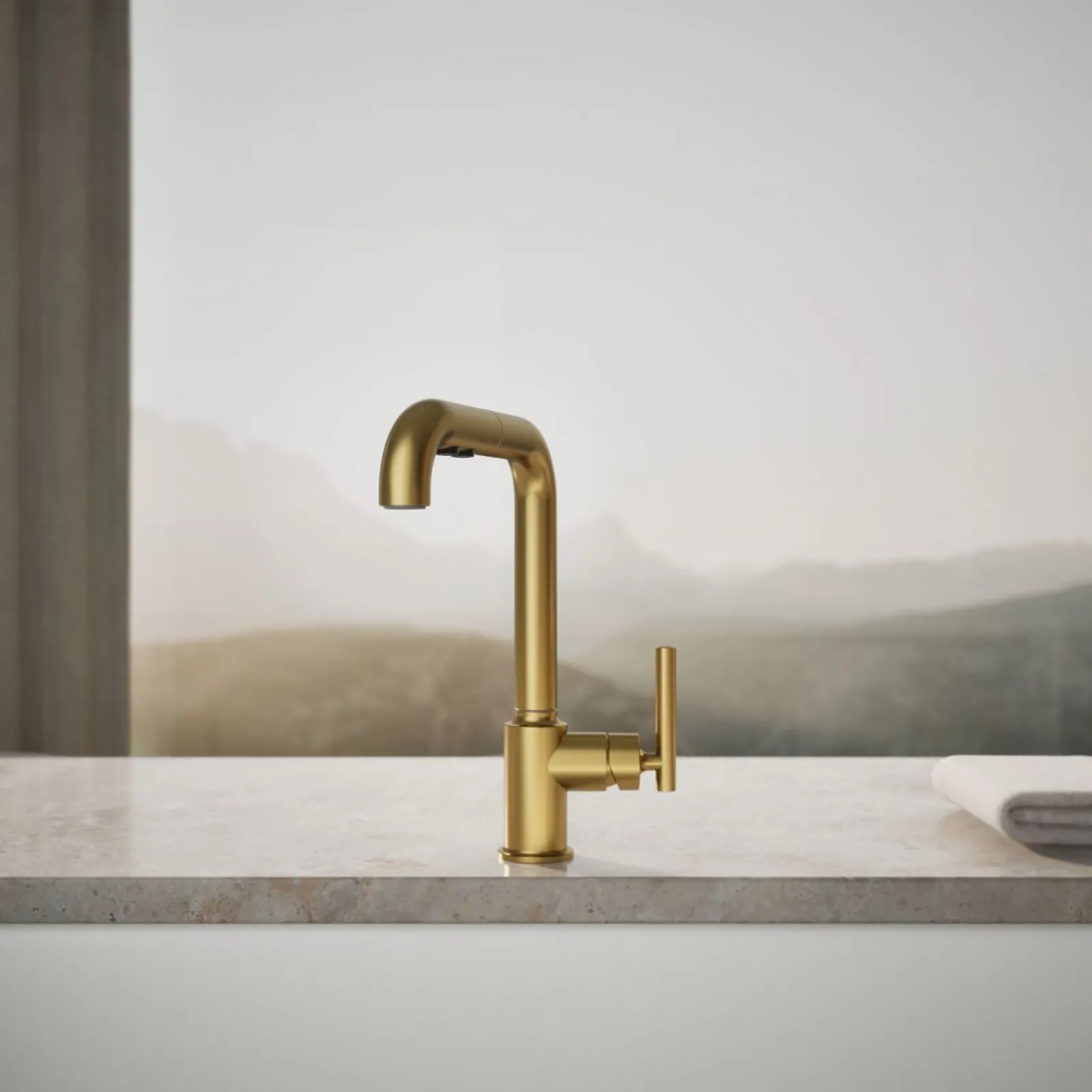 Pull-out kitchen sink faucet with three-function sprayhead^Kohler Discount