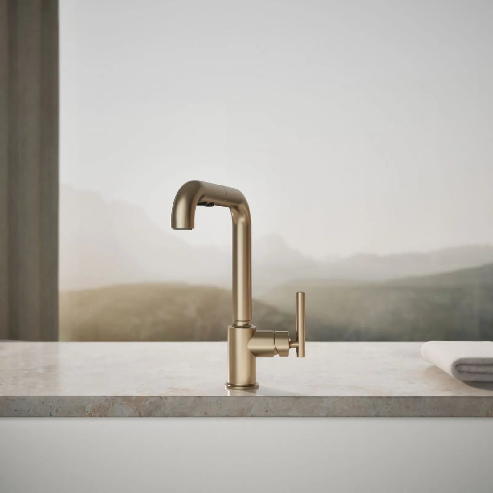 Pull-out kitchen sink faucet with three-function sprayhead^Kohler Discount