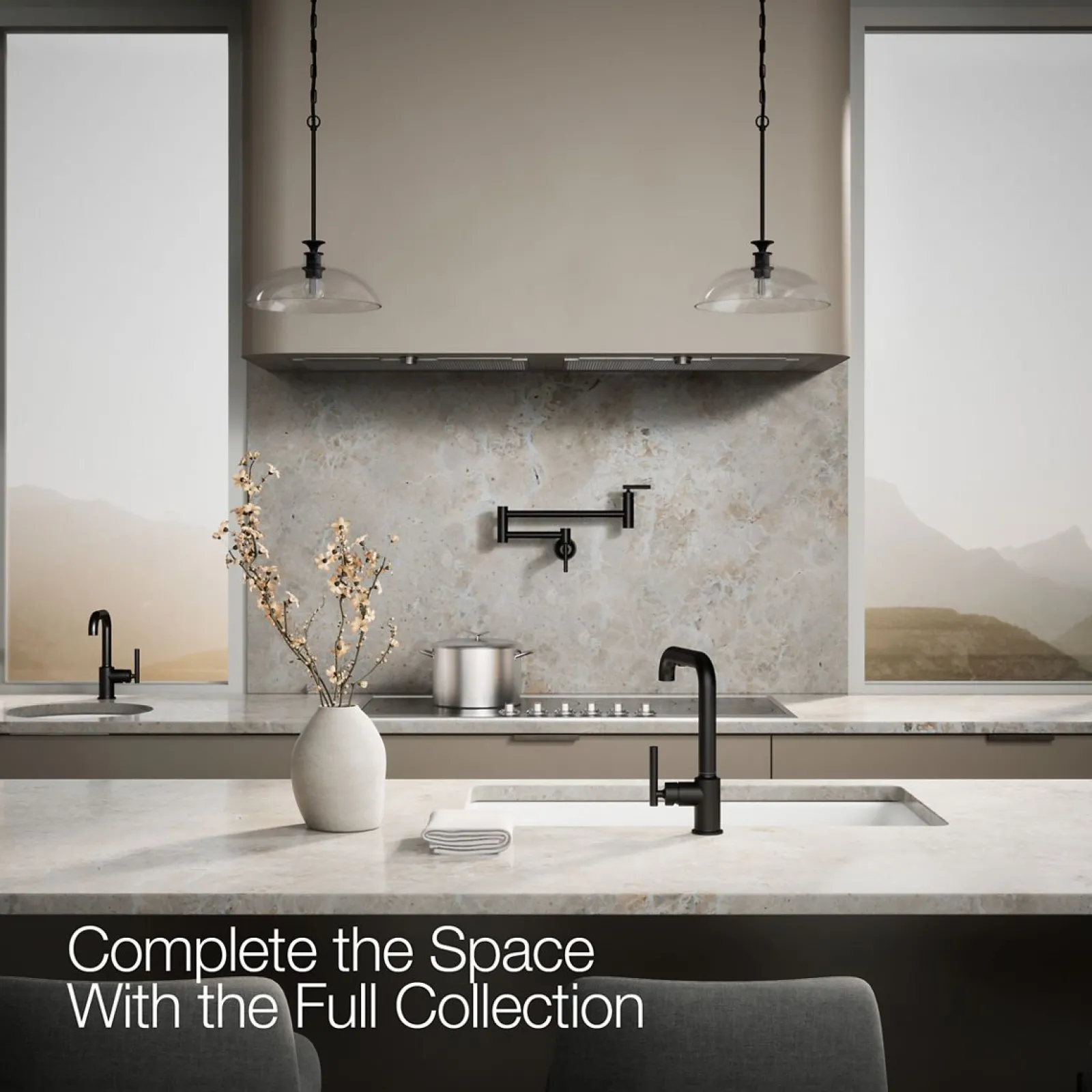 Pull-out kitchen sink faucet with three-function sprayhead^Kohler Discount