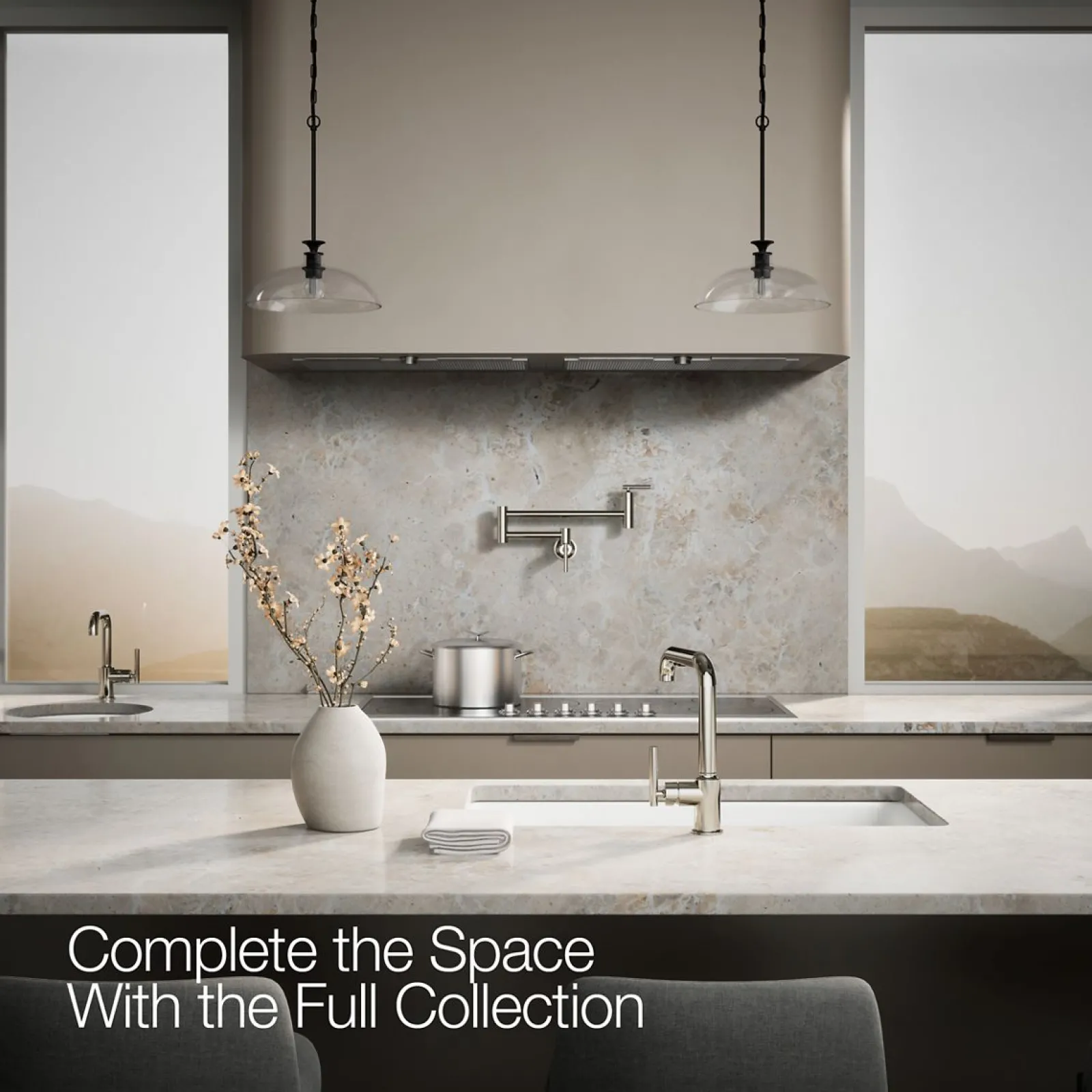 Pull-out kitchen sink faucet with three-function sprayhead^Kohler Discount
