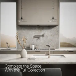 Pull-out kitchen sink faucet with three-function sprayhead^Kohler Discount