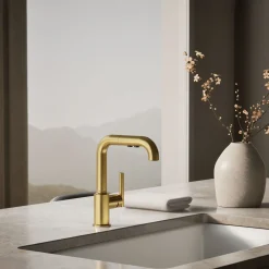 Pull-out kitchen sink faucet with three-function sprayhead^Kohler Discount
