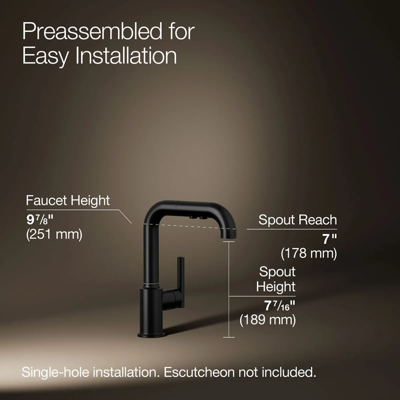 Pull-out kitchen sink faucet with three-function sprayhead^Kohler Discount