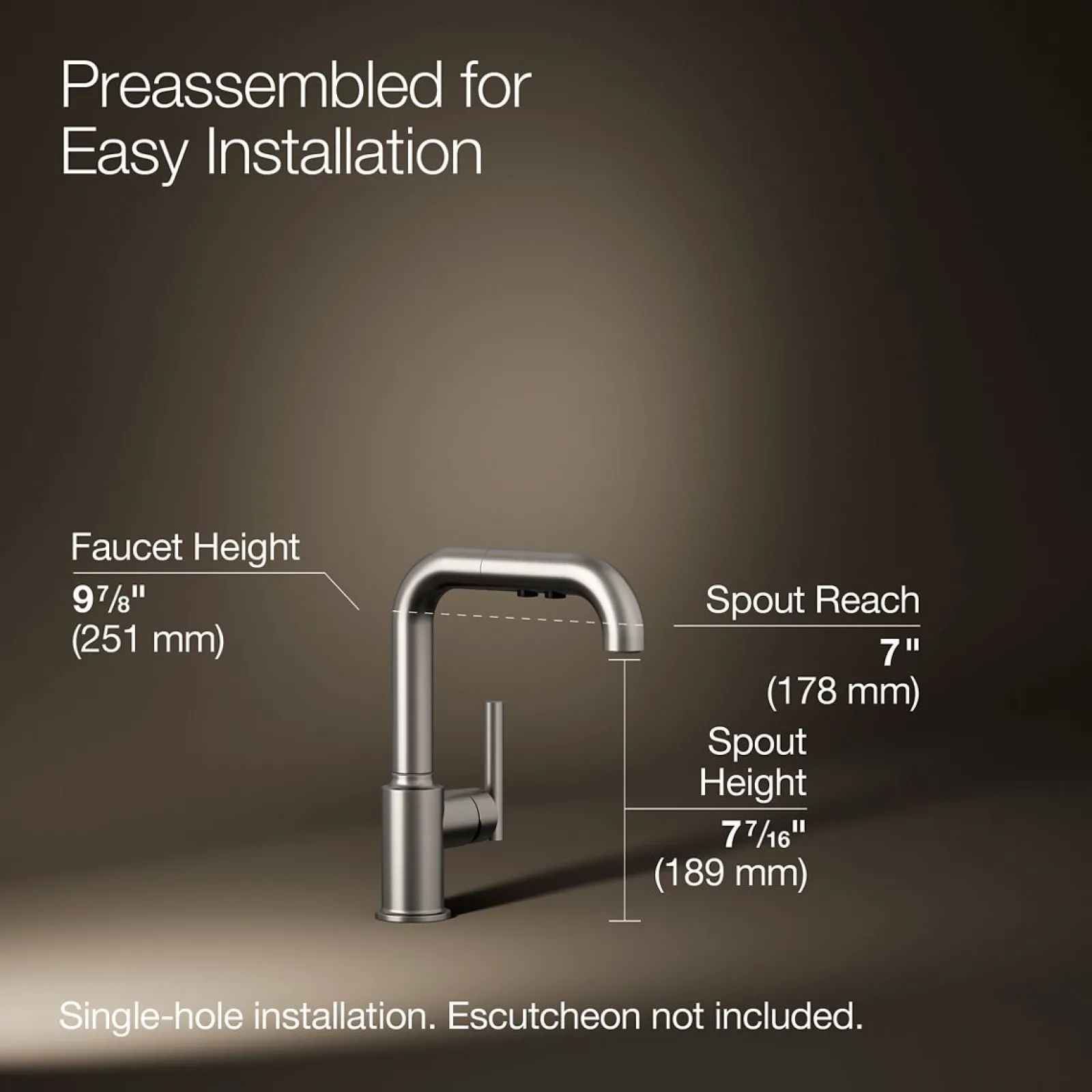 Pull-out kitchen sink faucet with three-function sprayhead^Kohler Discount