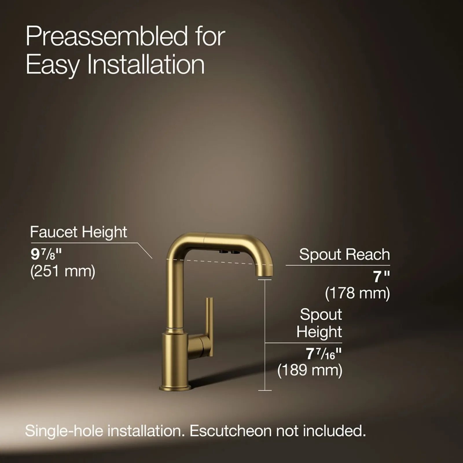 Pull-out kitchen sink faucet with three-function sprayhead^Kohler Discount