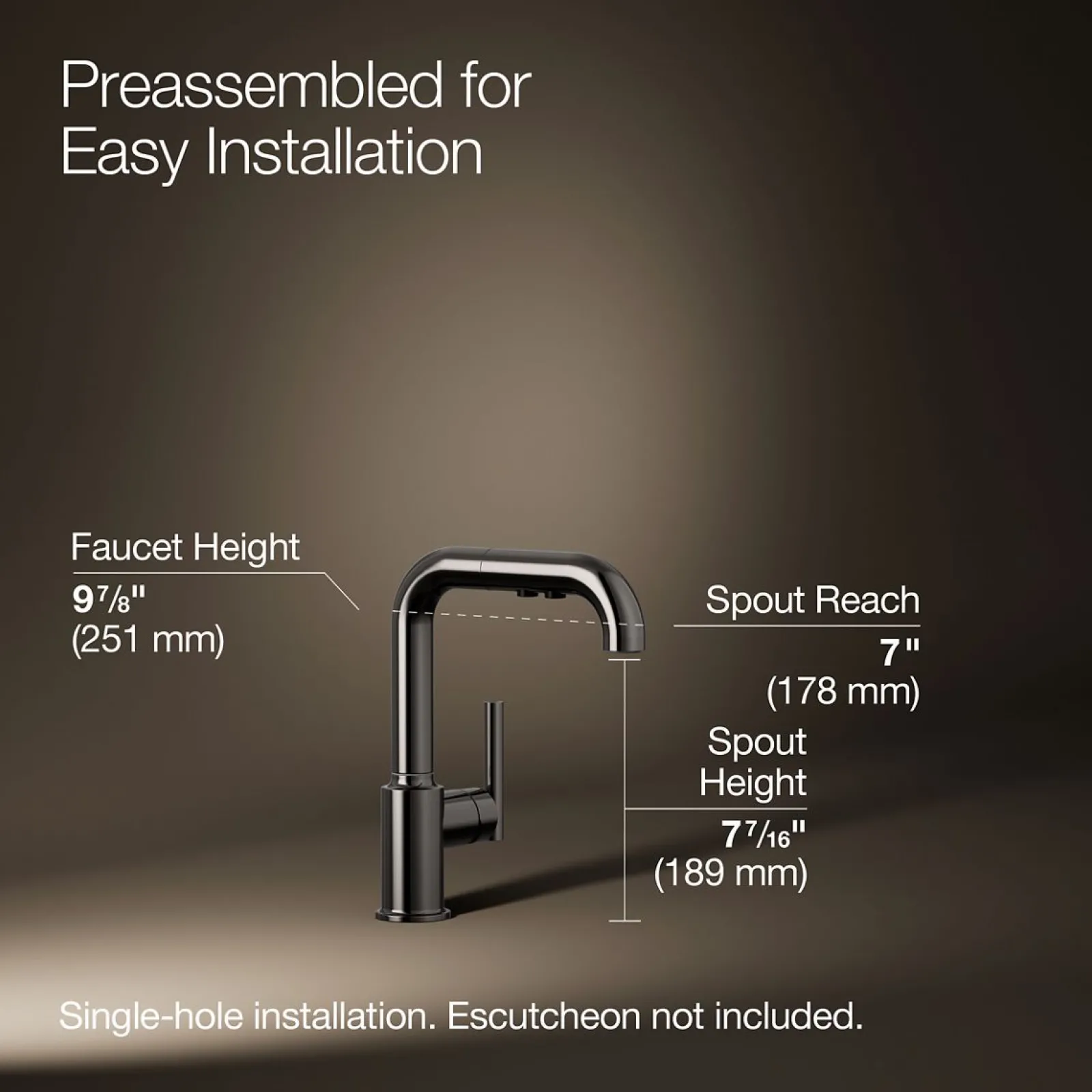 Pull-out kitchen sink faucet with three-function sprayhead^Kohler Discount