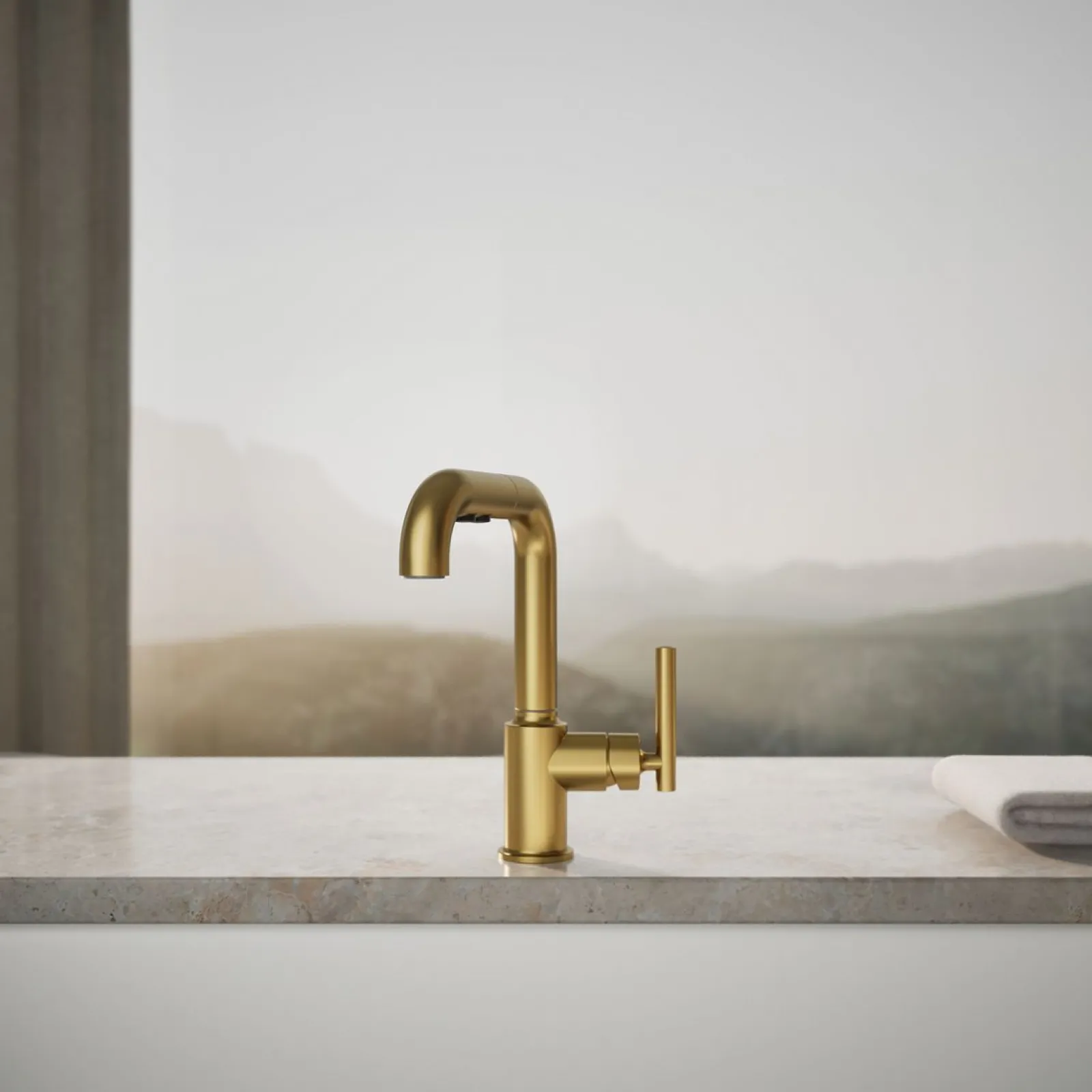 Pull-out kitchen sink faucet with three-function sprayhead^Kohler Discount