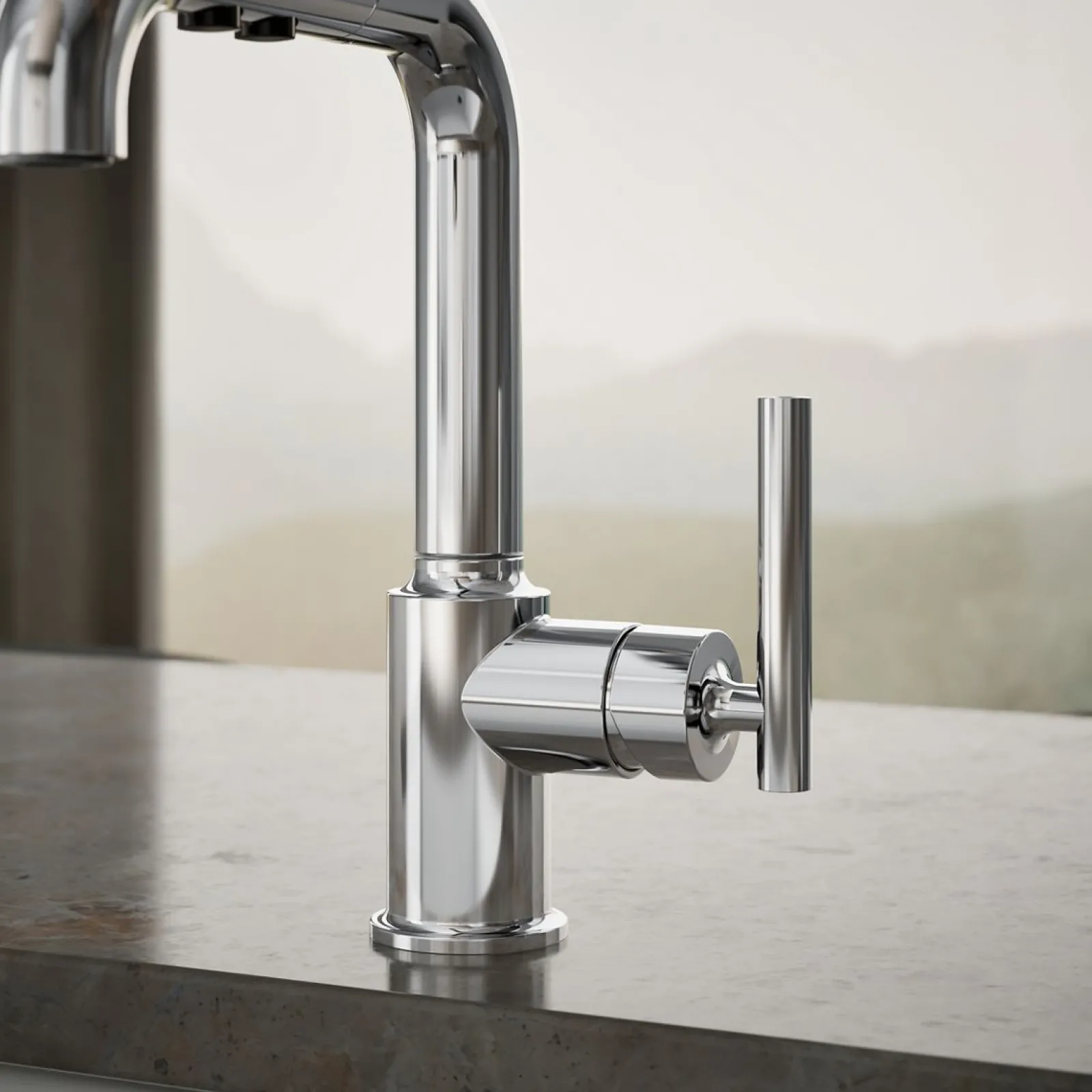 Pull-out kitchen sink faucet with three-function sprayhead^Kohler Discount