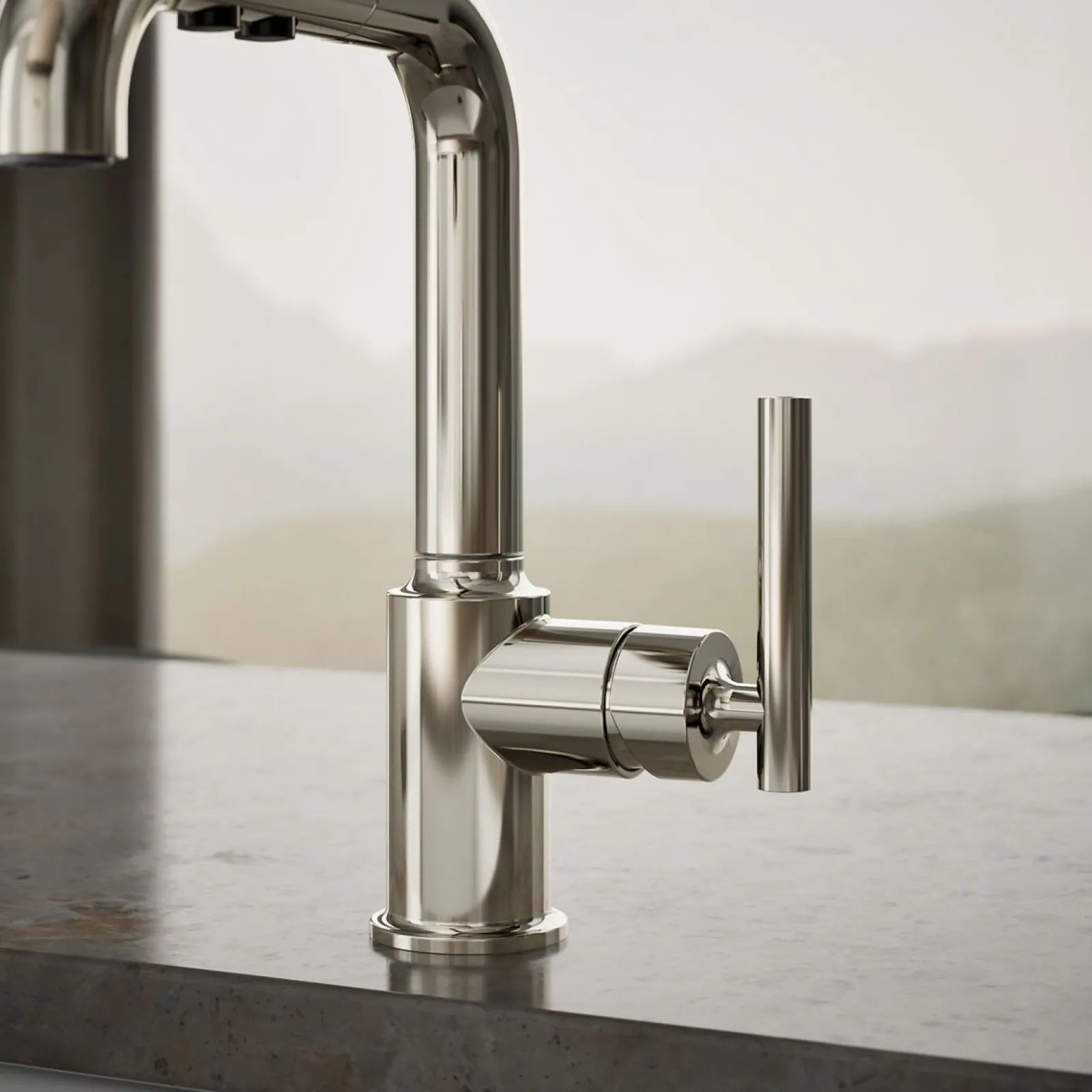 Pull-out kitchen sink faucet with three-function sprayhead^Kohler Discount