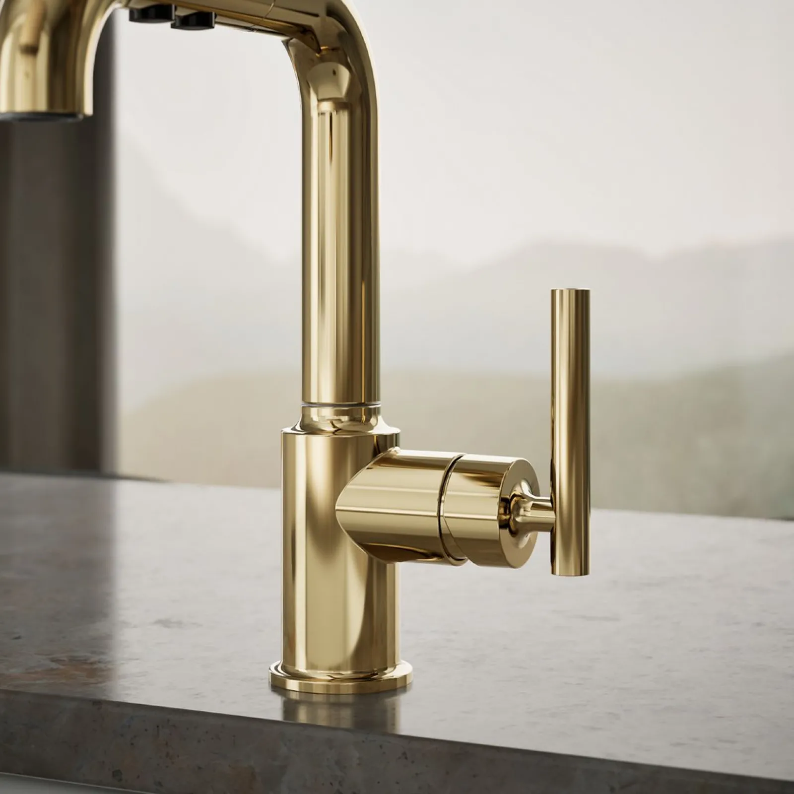 Pull-out kitchen sink faucet with three-function sprayhead^Kohler Discount
