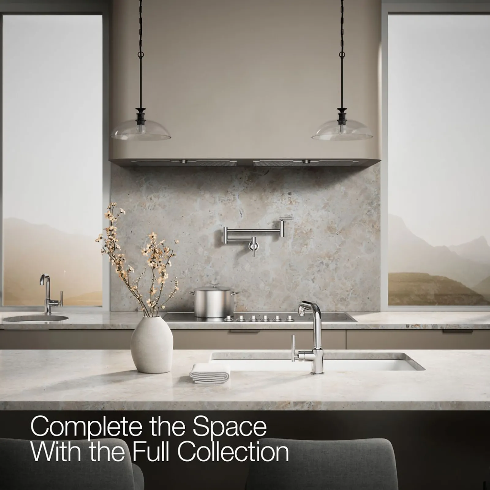 Pull-out kitchen sink faucet with three-function sprayhead^Kohler Discount