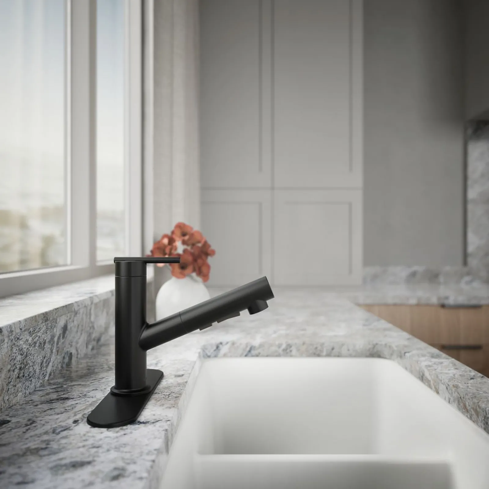 Pull-out kitchen sink faucet with three-function sprayhead^Kohler Sale