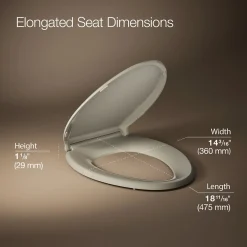 ReadyLatch® Quiet-Close™ elongated toilet seat^Kohler
